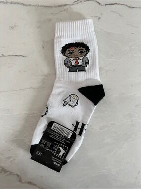 Harry Potter and Hedwig Crew Socks with Black Heel Accents